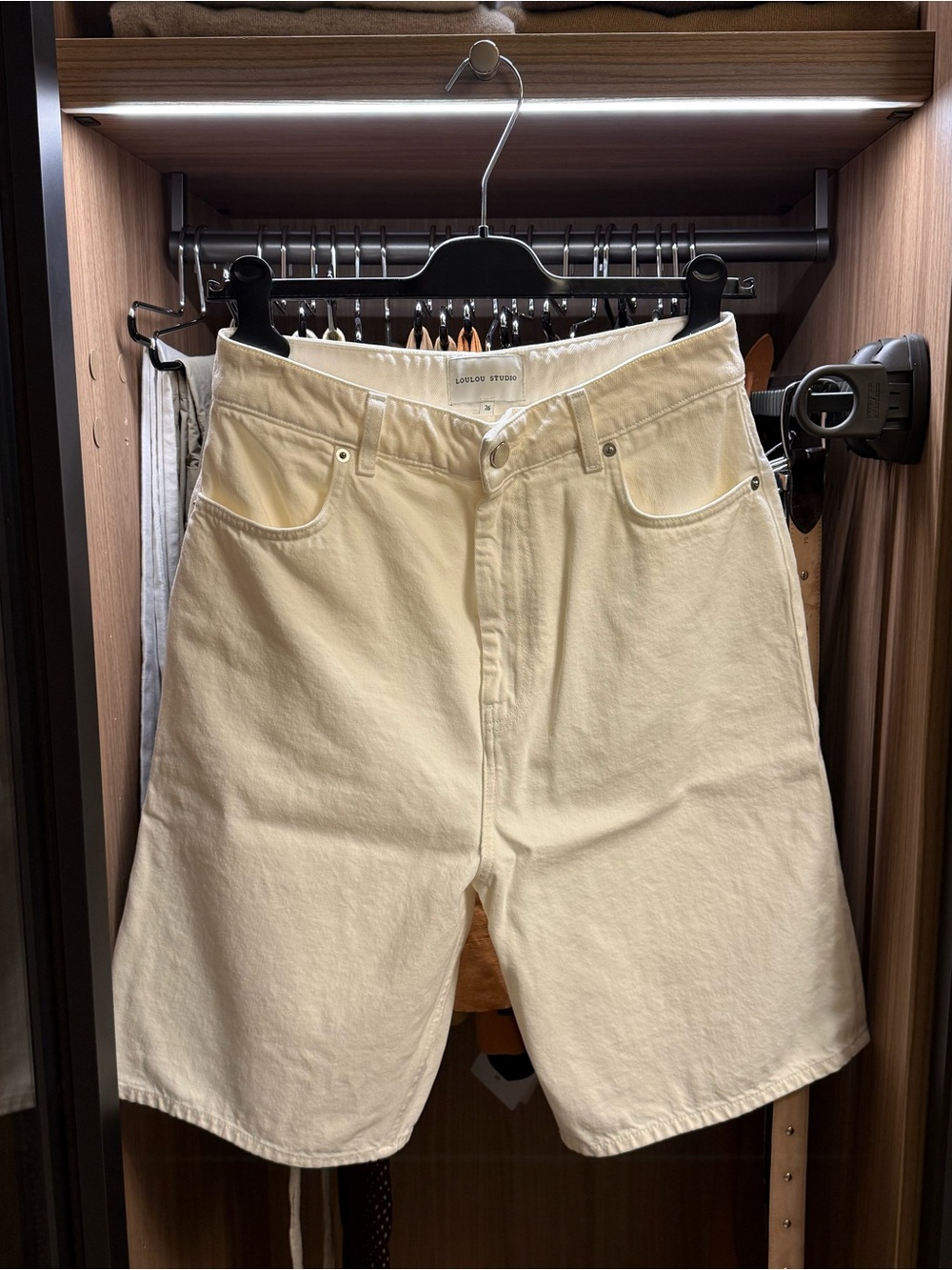 Loulou Studio Isu short Cream Denim Jean Shorts